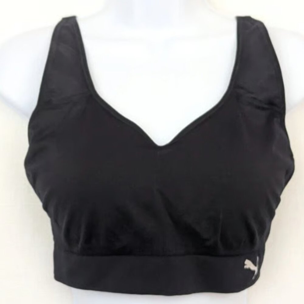 Puma Womens Bra X-Large Size Black Seamless Sports Bra Removable Cups Wireless